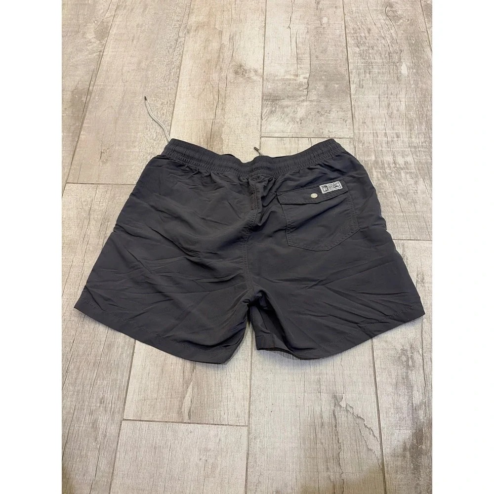 Polo Ralph Lauren Mens Swim Trunks Gray Mesh Lined Drawstring Shorts Size M